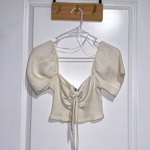 ZARA CROPPED BALLOON SLEEVE TOP